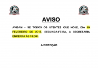 Encerramento da Secretaria do Clube - 19/02/2018